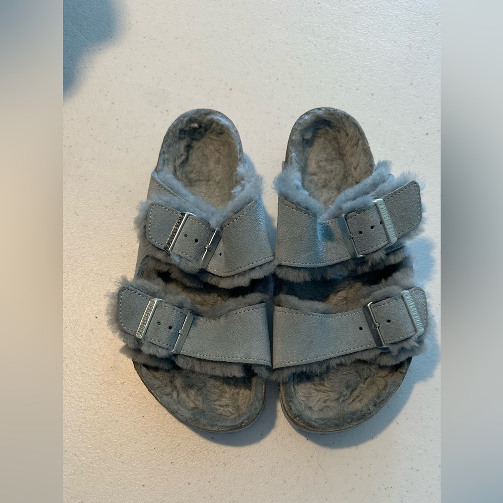 Birkenstock Arizona Shearling Suede Light Blue - Picture 2 of 4